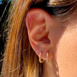 Colourful Zirconia Trio Hoop Earrings, 18k Gold Filled