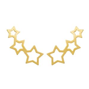 Three Star Ear Cuff/ Stud Earrings, 18k Gold Filled